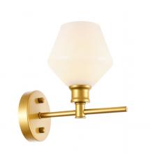 Elegant LD2309BR - Gene 1 Light Brass and Frosted White Glass Wall Sconce