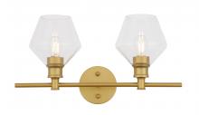 Elegant LD2312BR - Gene 2 light Brass and Clear glass Wall sconce