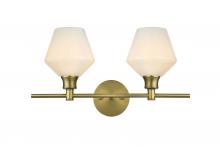 Elegant LD2313SG - Gene 2 Light Satin Gold and Frosted White Glass Wall Sconce