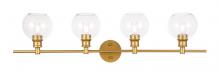 Elegant LD2322BR - Collier 4 light Brass and Clear glass Wall sconce