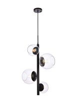 Elegant LD654D18BK - Wells 18 Inch Pendant in Black with Clear Shade