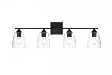 Elegant LD7309W34BLK - Harris 4 Light Black and Clear Bath Sconce