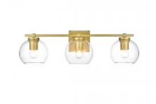 Elegant LD7311W24BRA - Juelz 3 Light Brass and Clear Bath Sconce