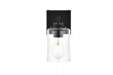 Elegant LD7314W5BLK - Ronnie 1 Light Black and Clear Bath Sconce