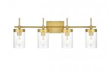 Elegant LD7319W32BRA - Benny 4 Light Brass and Clear Bath Sconce