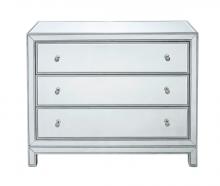 Elegant MF72019 - Chest 3 Drawers 40in. Wx16in. Dx32in. H in Antique Silver Paint