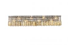 Elegant V2032W36C-GT/RC - MaxIme 8 Light Chrome Wall Sconce Golden Teak (Smoky) Royal Cut Crystal