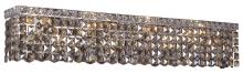 Elegant V2033W36C-GT/RC - MaxIme 8 Light Chrome Wall Sconce Golden Teak (Smoky) Royal Cut Crystal