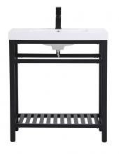 Elegant VF14030BK - 30 Inch Single Bathroom Metal Vanity in Black