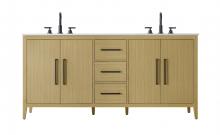 Elegant VF29372DMHB - 72 Inch Double Bathroom Vanity In Honey Brown