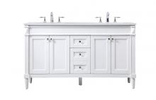 Elegant VF31860DWH - 60 Inch Double Bathroom Vanity in White