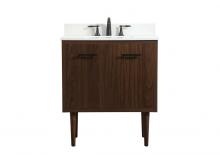 Elegant VF48030MWT-BS - 30 Inch Single Bathroom Vanity in Walnut with Backsplash