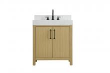 Elegant VF60630MHB-BS - 30 inch Single Bathroom Vanity In Honey Brown with backsplash