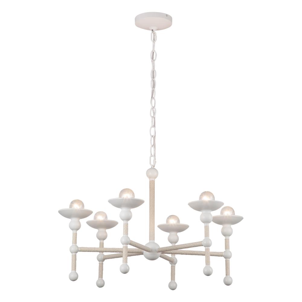 Nadine 25-in Matte White/Cotton 6 Lights Chandeliers