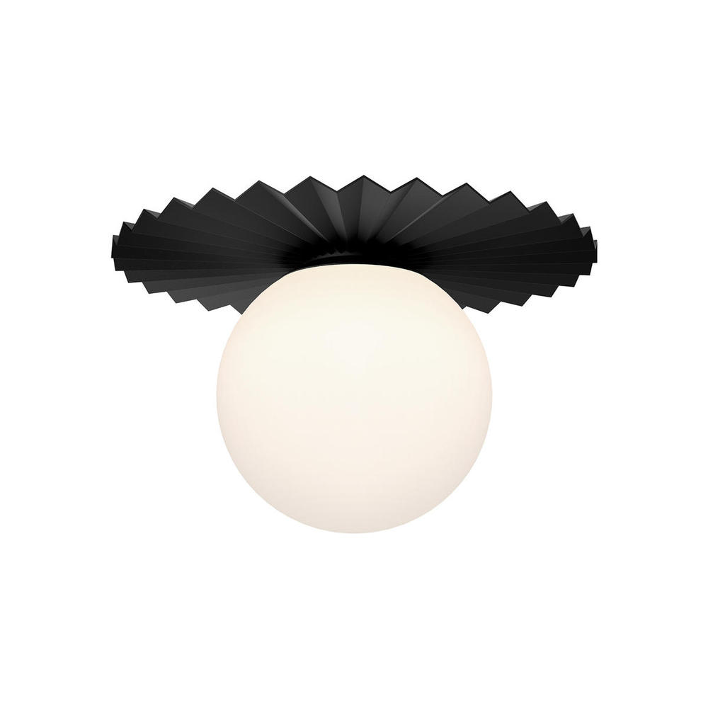 Plume 14-in Matte Black/Opal Matte Glass 1 Light Flush Mount