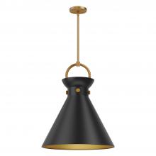 Alora Lighting PD412018AGMB - Emerson 18-in Aged Gold/Matte Black 1 Light Pendant