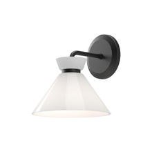 Alora Lighting WV470108MBGO - Halston 8-in Glossy Opal Glass/Matte Black 1 Light Wall/Vanity