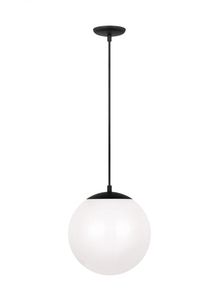 Large One Light Pendant with White Glass