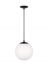 Visual Comfort & Co. Studio Collection 6020EN3-112 - Leo - Hanging Globe 1-LT LED Medium Pendant in Midnight Black Finish with Smooth White Glass Shade