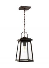 Visual Comfort & Co. Studio Collection 6248401-71 - Founders modern 1-light outdoor exterior ceiling hanging pendant in antique bronze finish with clear
