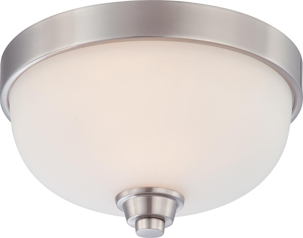 Helium - 1 Light Flush Dome with Satin White Glass - Brushed Nickel Finish