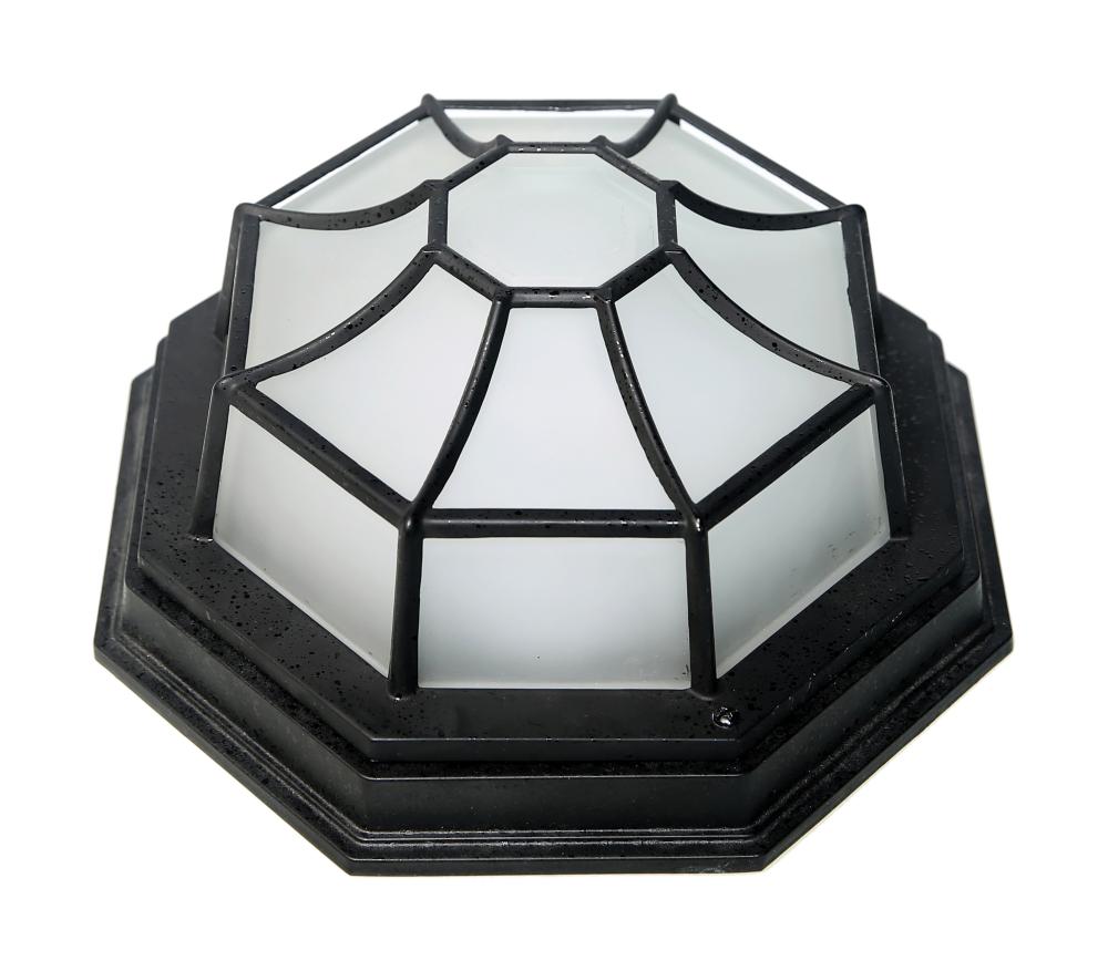 LED Spider Cage Fixture; Black Finish with Frosted Glass