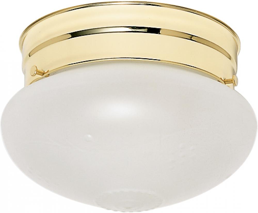 1 Light - 6" Flush with Frosted Grape Glass - Polished Brass Finish