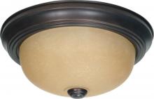 Nuvo 60/1255 - 2 Light - 11" Flush with Champagne Linen Washed Glass - Mahogany Bronze Finish