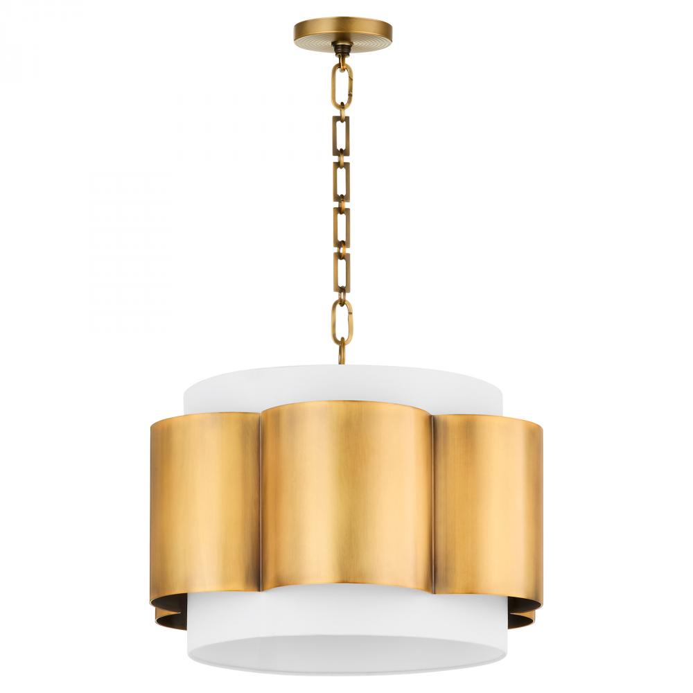 Belinder 4 Light Pendant, Lacquered Brass