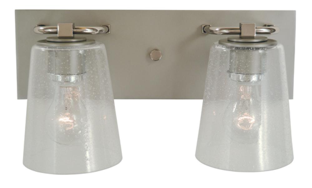 2-Light Satin Pewter/Polished Nickel/Clear Seedy Glass Mercer Bath Sconce