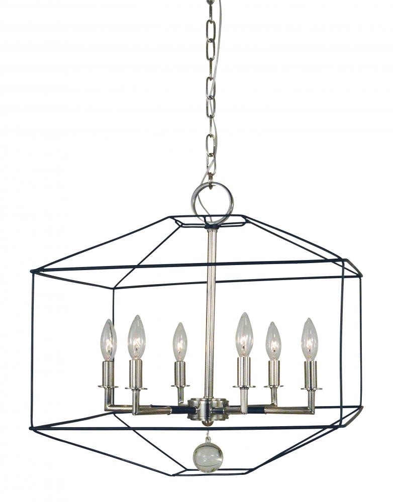 6-Light Polished Nickel/Matte Black Isabella Chandelier