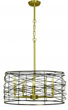 Framburg 5615 BR/MBLACK - 5-Light Brushed Brass/Matte Black Boca Dining Chandelier