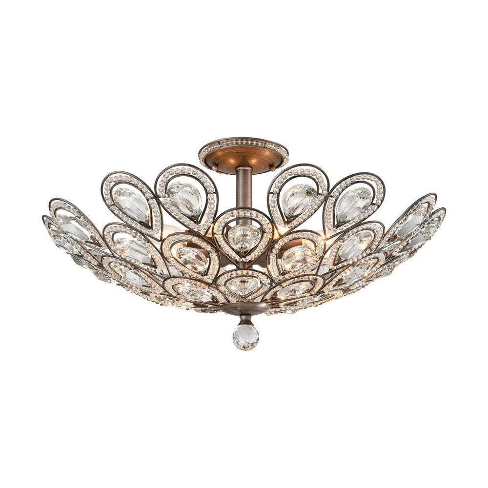 Evolve 8-Light Semi Flush in Weathered Zinc with Clear Crystal