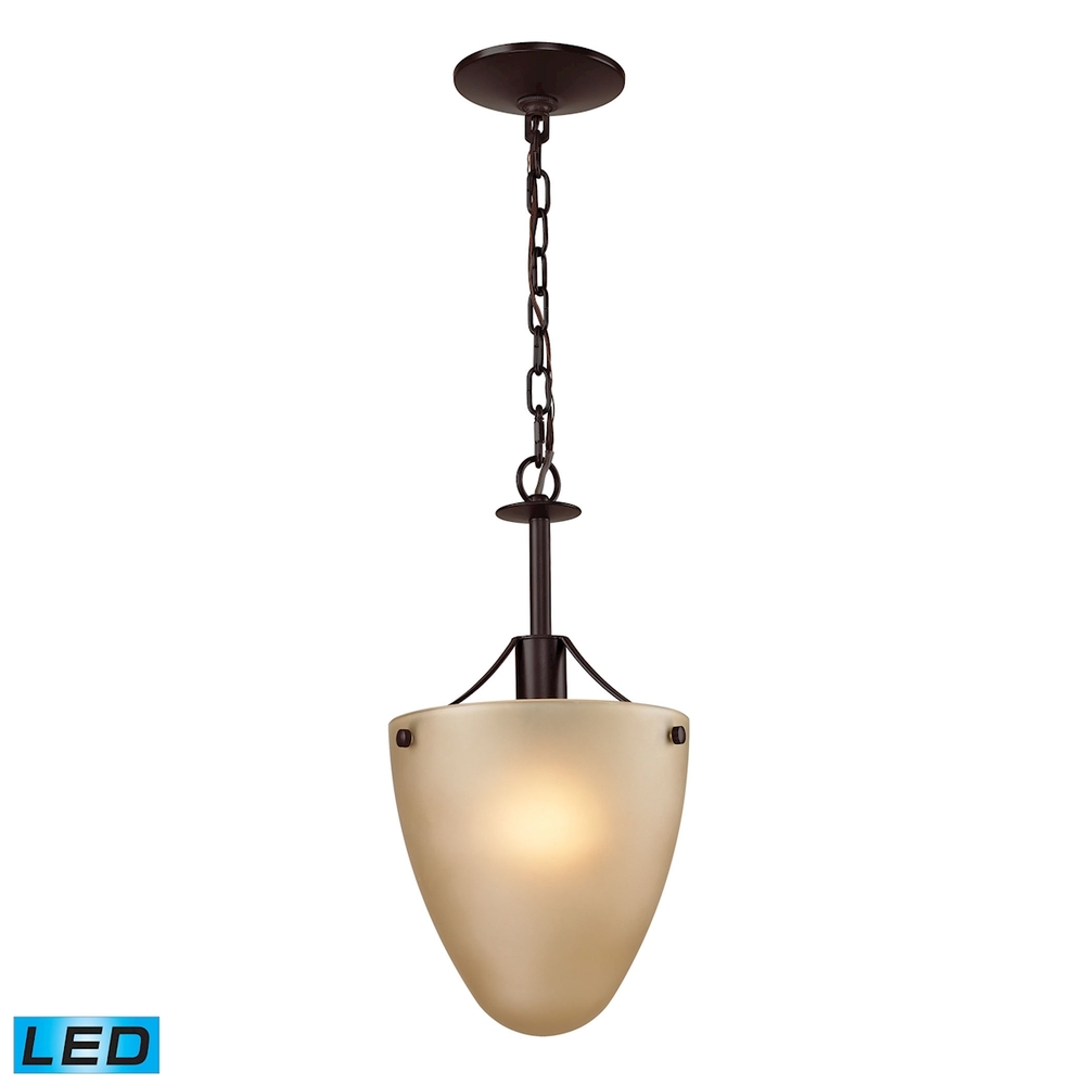 Thomas - Jackson 1-Light Semi Flush in Oil Rubbed Bronze with Light Amber Glass - Includes LED Bulbs