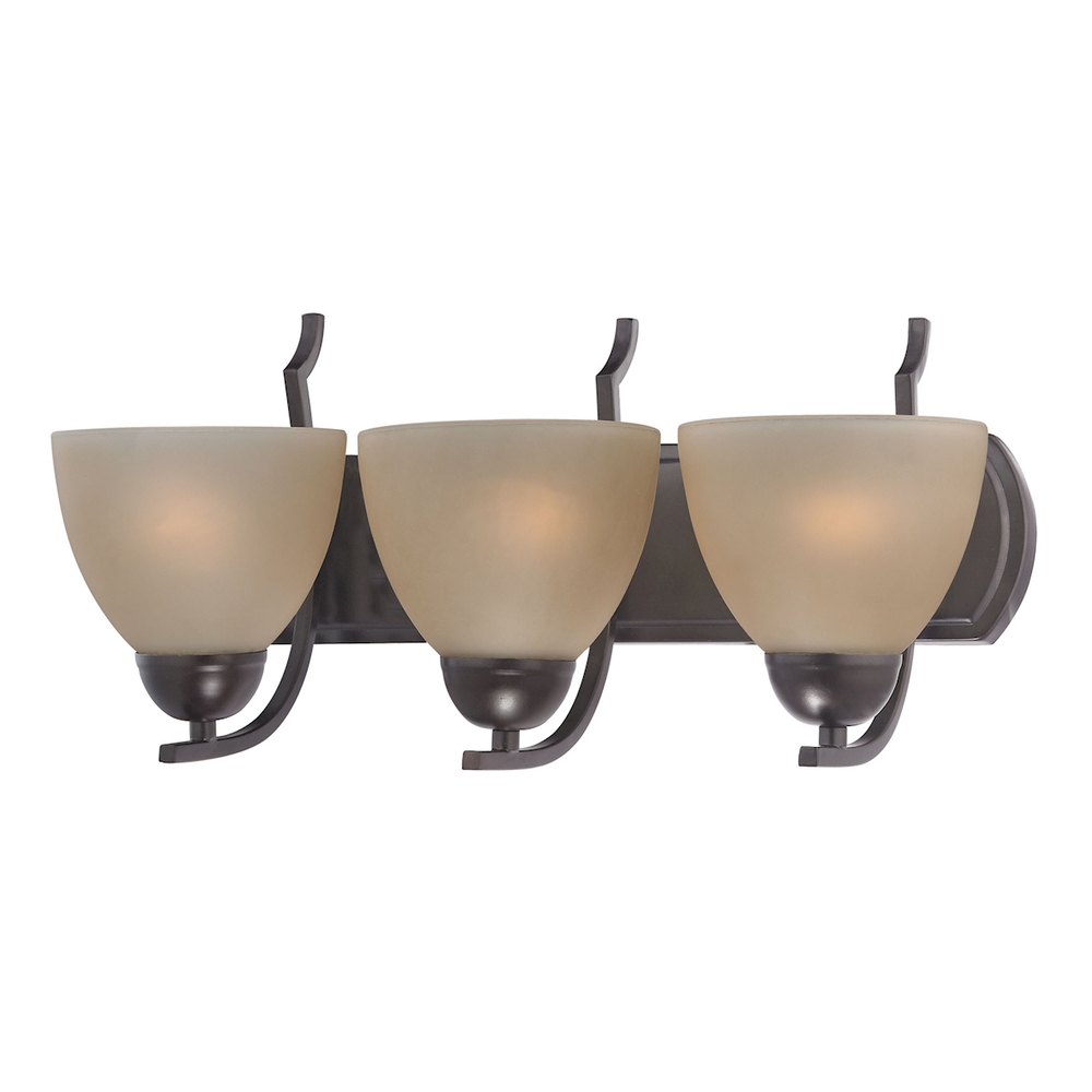 Thomas - Kingston 3-Light Vanity Light in Oil Rubbed Bronze with Cafe Tint Glass