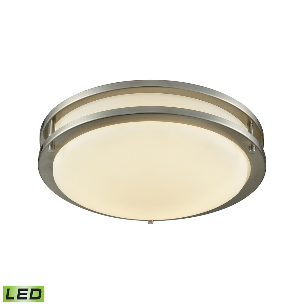 Thomas - Clarion 11-inch LED Flush Mount in Brushed Nickel with a White Glass Diffuser