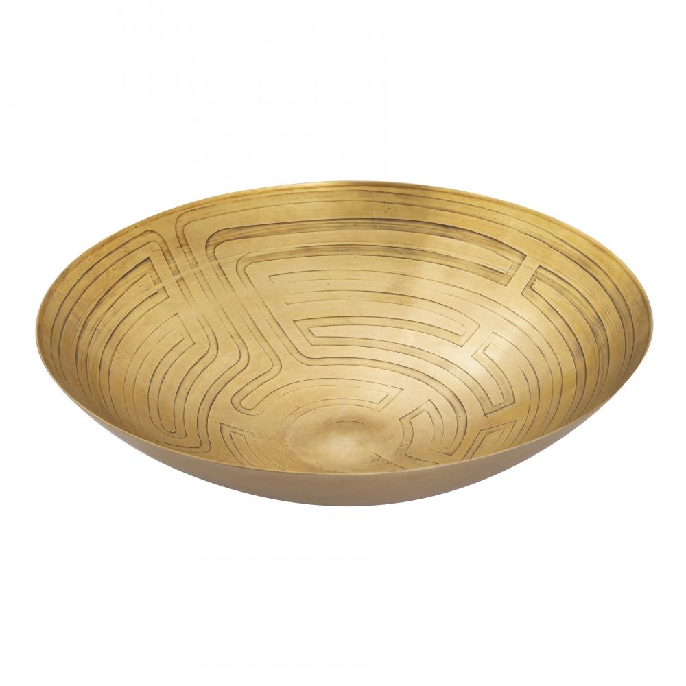 Maze Etched Centerpiece Bowl - Brass