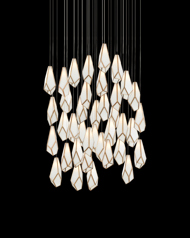 Glace White 36-Light Round Multi-Drop Pendant