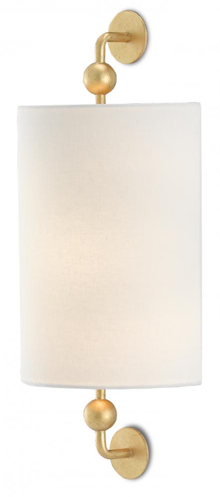 Tavey Gold Wall Sconce, White Shade