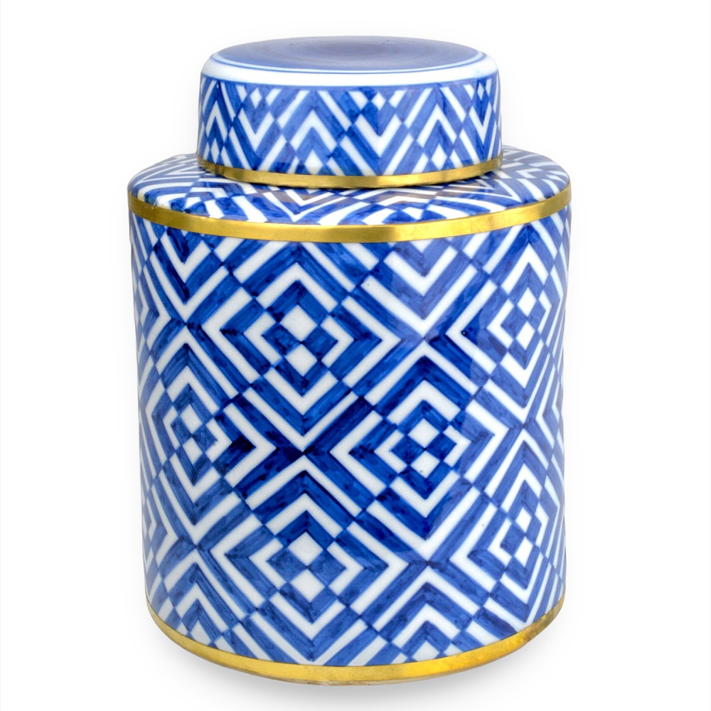 Blue & White Optical Small Tea Jar